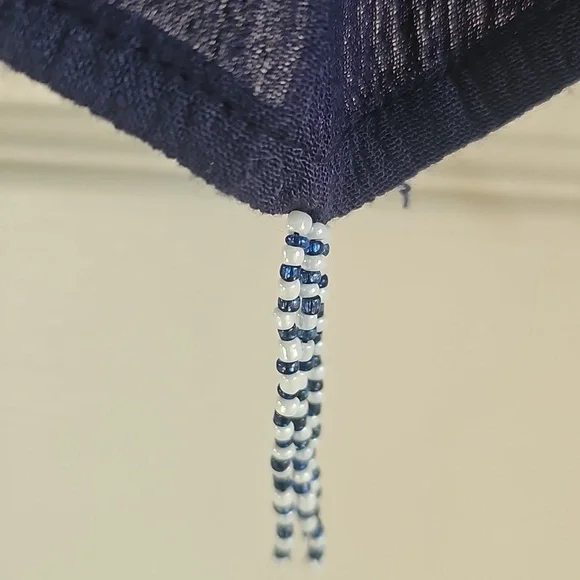 NWOT Soft Surroundings Tie Dye Short Sleeve Open blouse w Beaded Fringe. Large - Picture 9 of 13